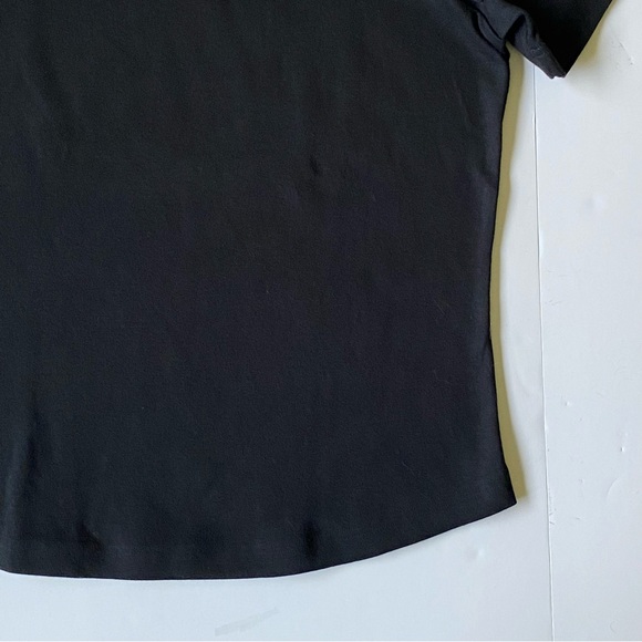 Talbots Shirt Womens Size Large Short Sleeve Keyhole Front 100% Cotton Blouse - Picture 7 of 11